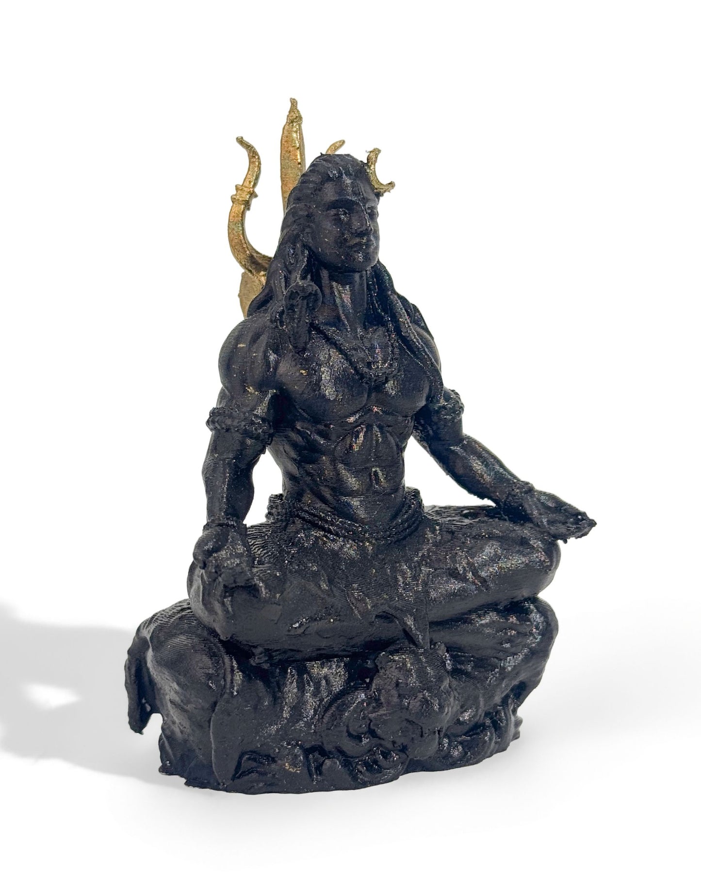 Shiv Adiyogi Idol in Dhyan Pose with Trishul – 10 cm Black