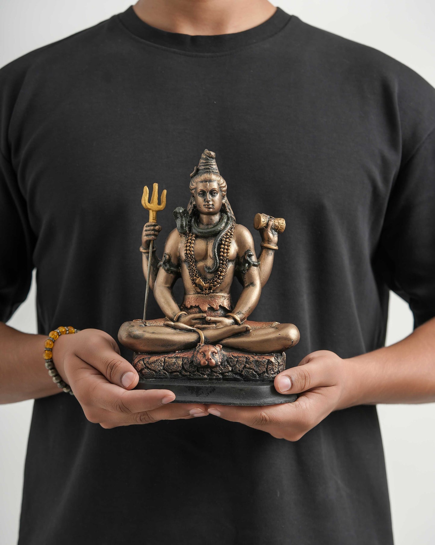 Mahadev Shiv Ji Idol (Gold – Large Size Sitting Pose with Trishul)