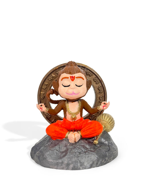 Baal Hanuman Ji Idol in Dhyan Pose – 10 cm Multi Color Hand-Painted