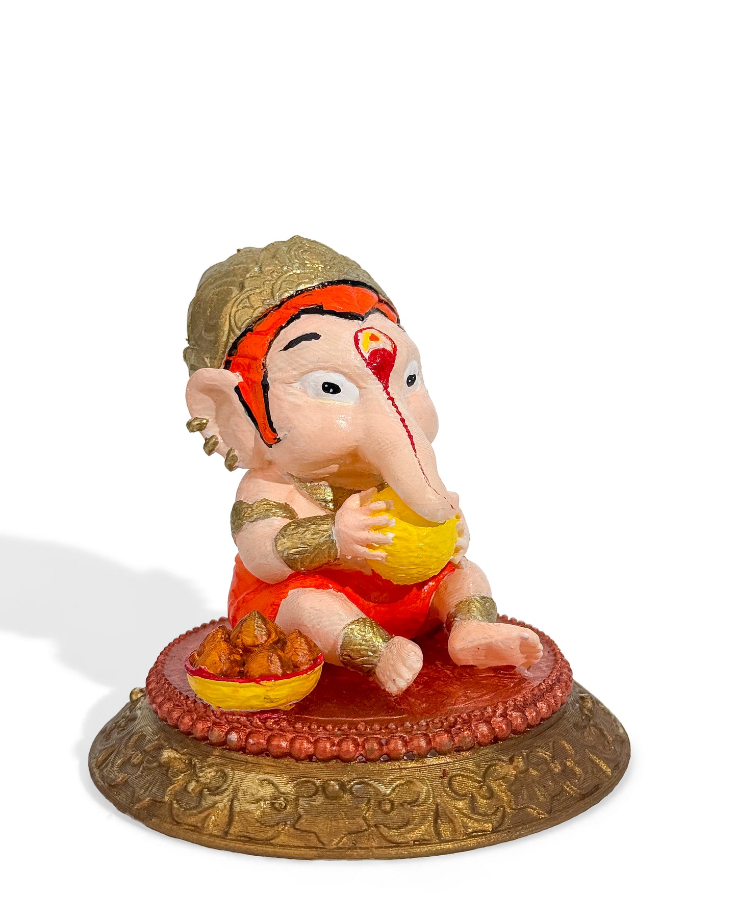 Ganesh Ji Idol Eating Modak – 8 cm Hand-Painted Multi Color Ganapati Murti