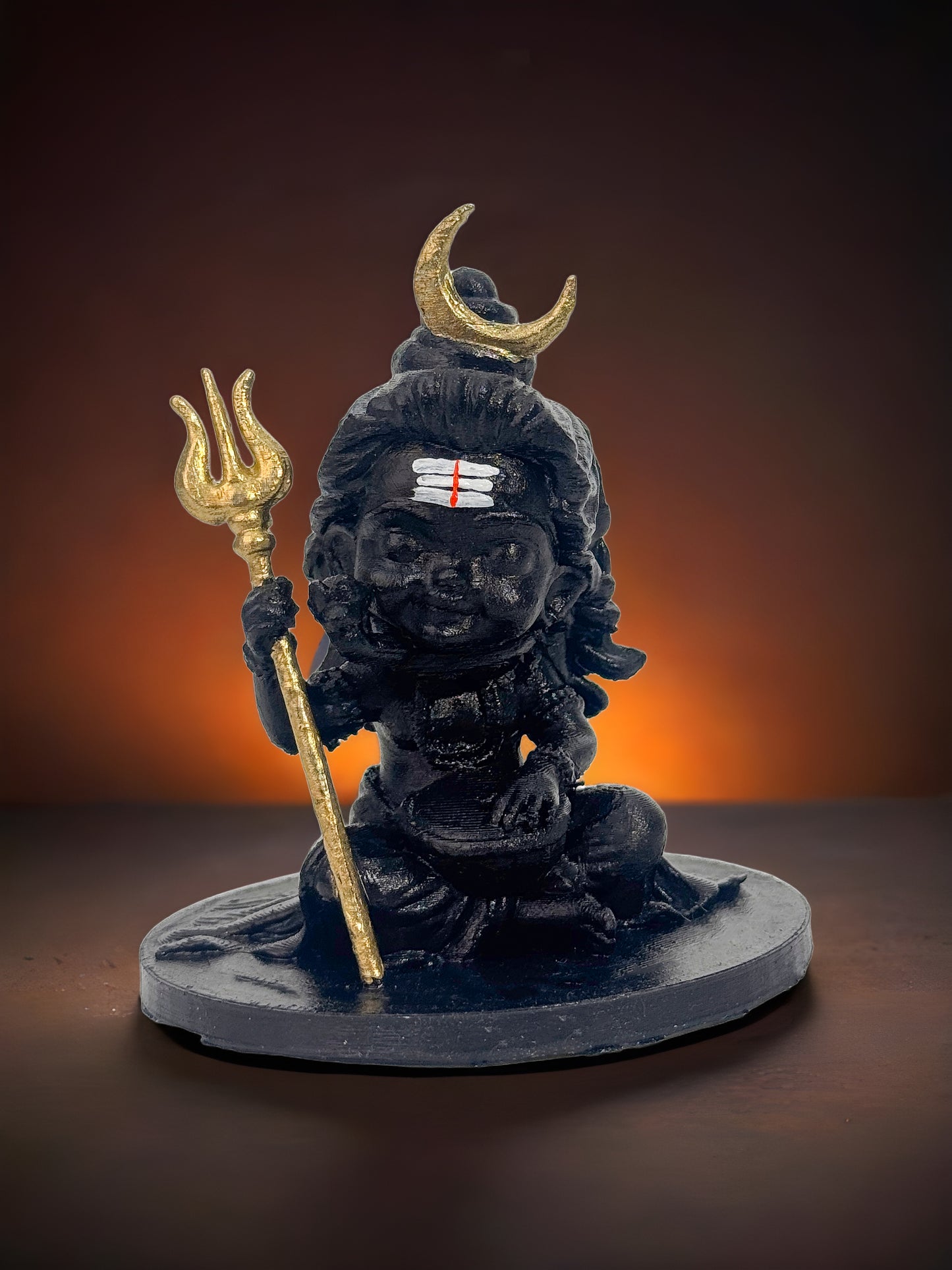 Baal Shiv Ji Idol with Trishul โ 10 cm Black Hand-Painted Child Shiva Murti