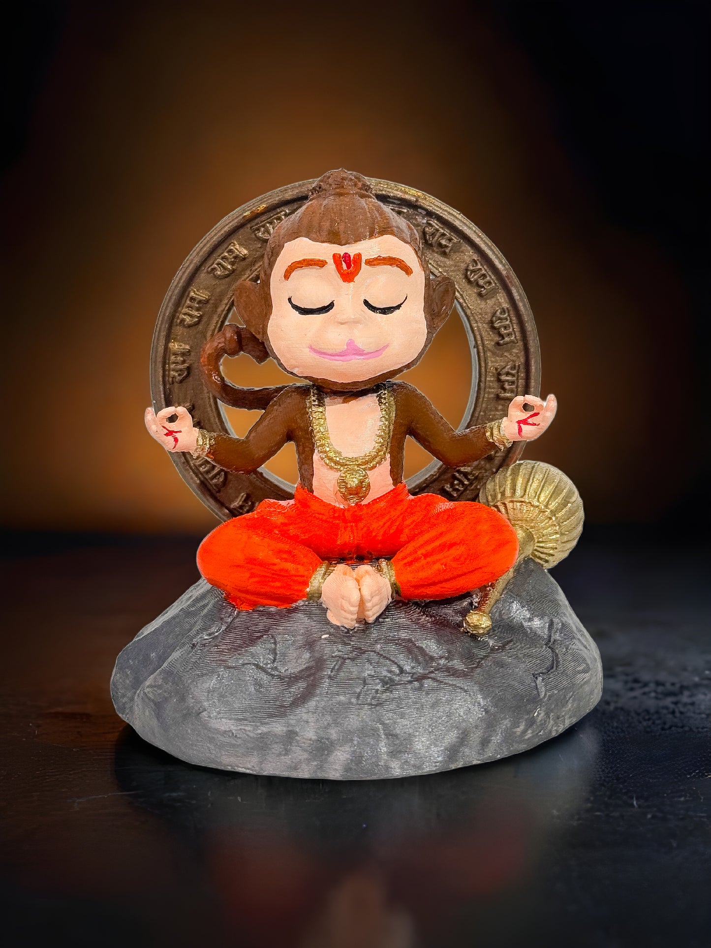 Baal Hanuman Ji Idol in Dhyan Pose – 10 cm Multi Color Hand-Painted