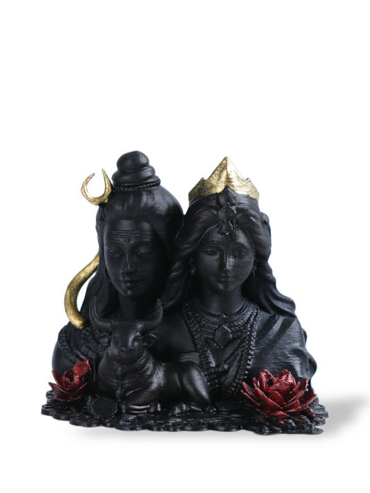 Shiv Parvati with Nandi Idol (Black, 10 cm)