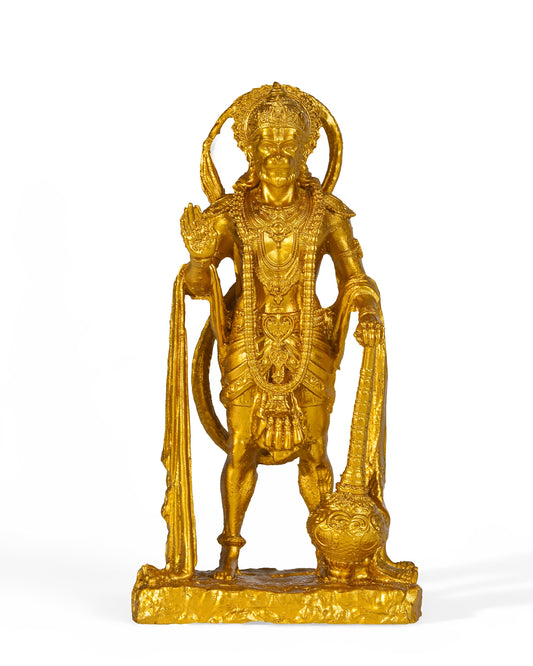 Sarangpur Hanuman Ji Idol in Standing Pose – 12 cm Gold Murti with Gada