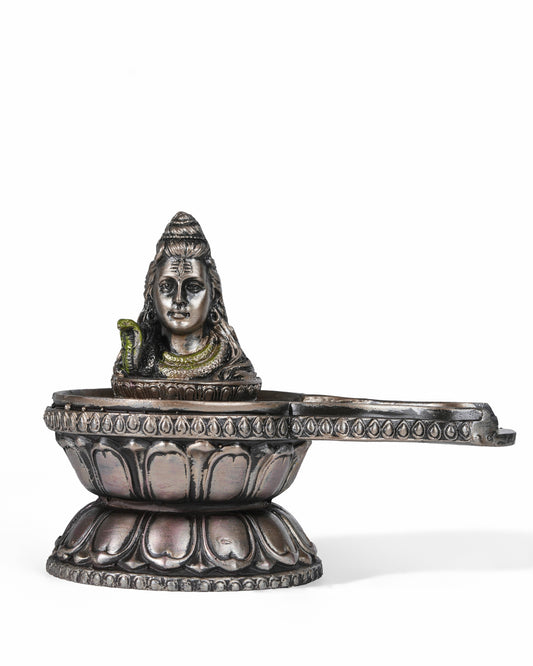 Shivling with Lord Shiva Head Idol (Black – Antique Finish)