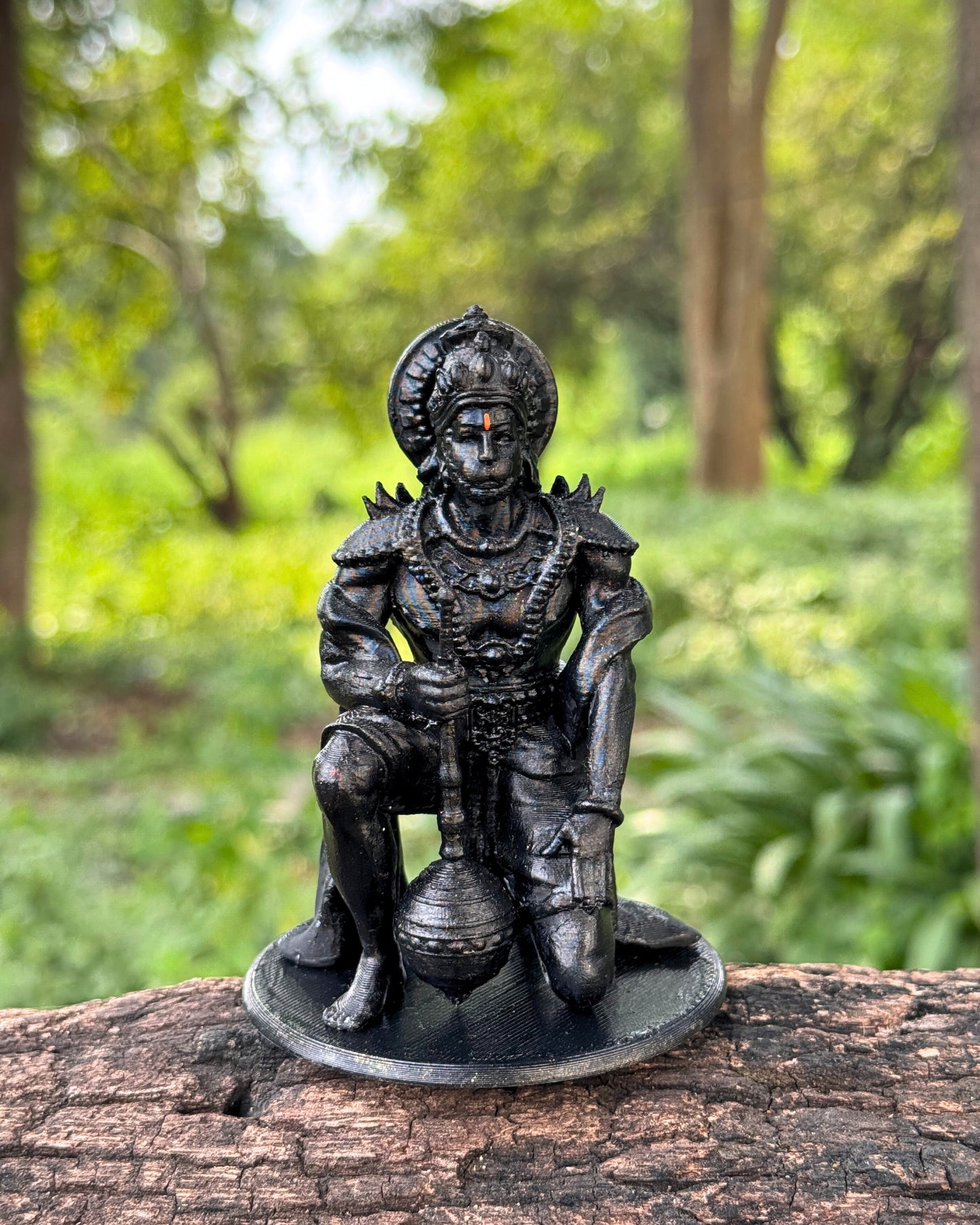 Hanuman Ji Idol in Powerful Pose with Gada – 12 cm Gold/Black Murti