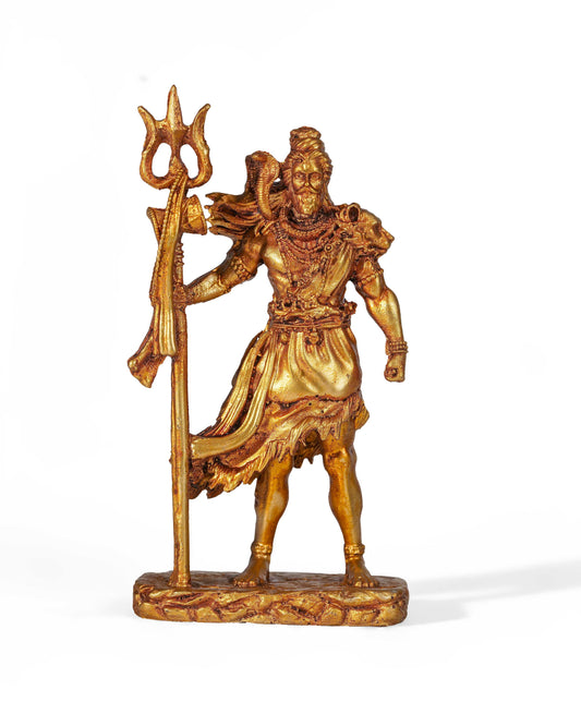 Shivji Standing with Trishul Idol (Black & Gold – Mahadev in Divine Form)