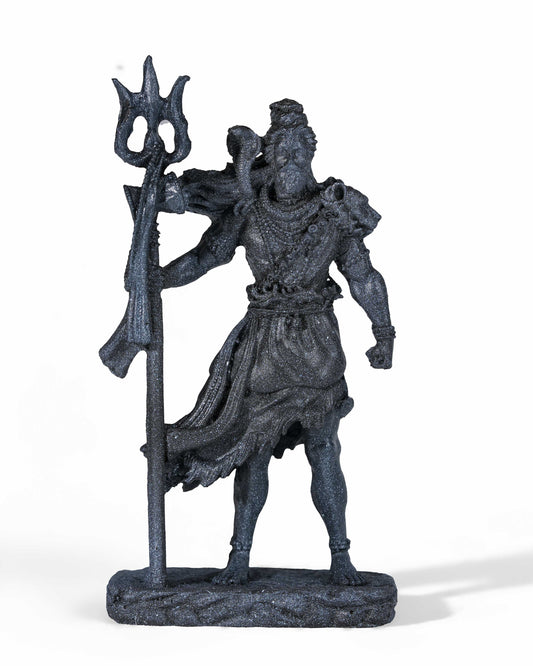Shivji Standing with Trishul Idol (Black & Gold – Mahadev in Divine Form)