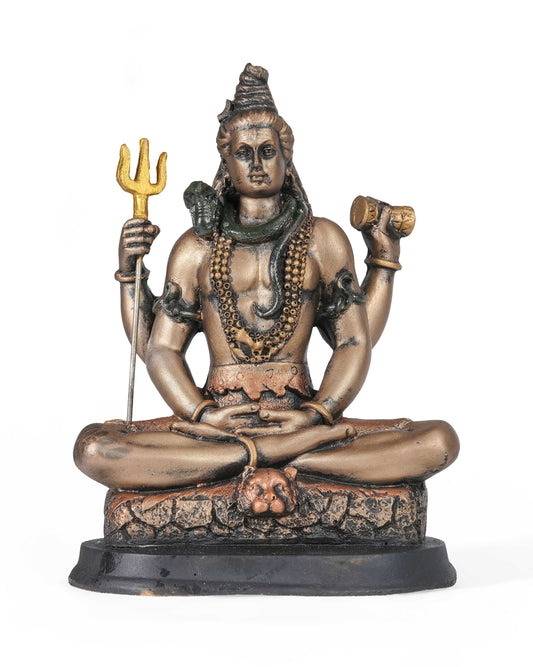 Mahadev Shiv Ji Idol (Gold – Large Size Sitting Pose with Trishul)