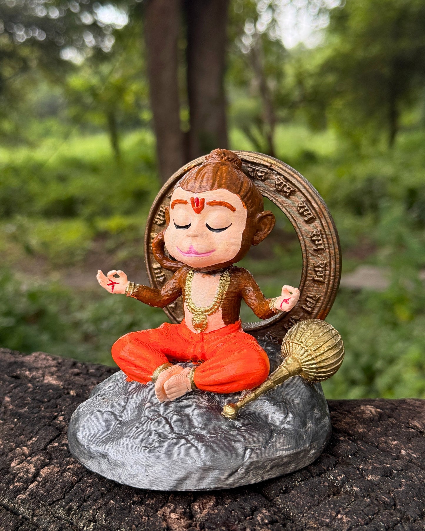 Baal Hanuman Ji Idol in Dhyan Pose – 10 cm Multi Color Hand-Painted