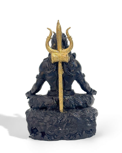 Shiv Adiyogi Idol in Dhyan Pose with Trishul – 10 cm Black