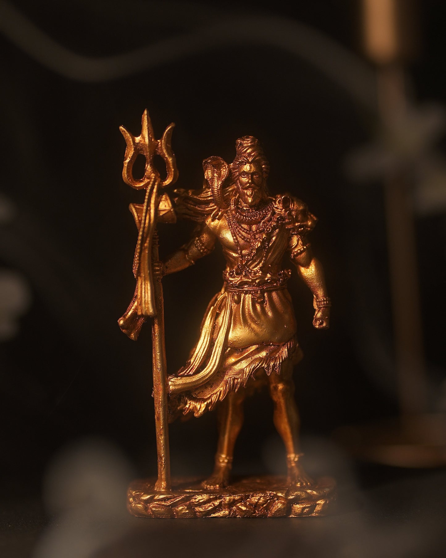 Shivji Standing with Trishul Idol (Black & Gold – Mahadev in Divine Form)