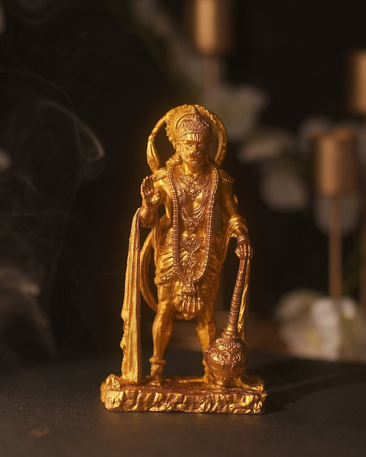 Sarangpur Hanuman Ji Idol in Standing Pose – 12 cm Gold Murti with Gada