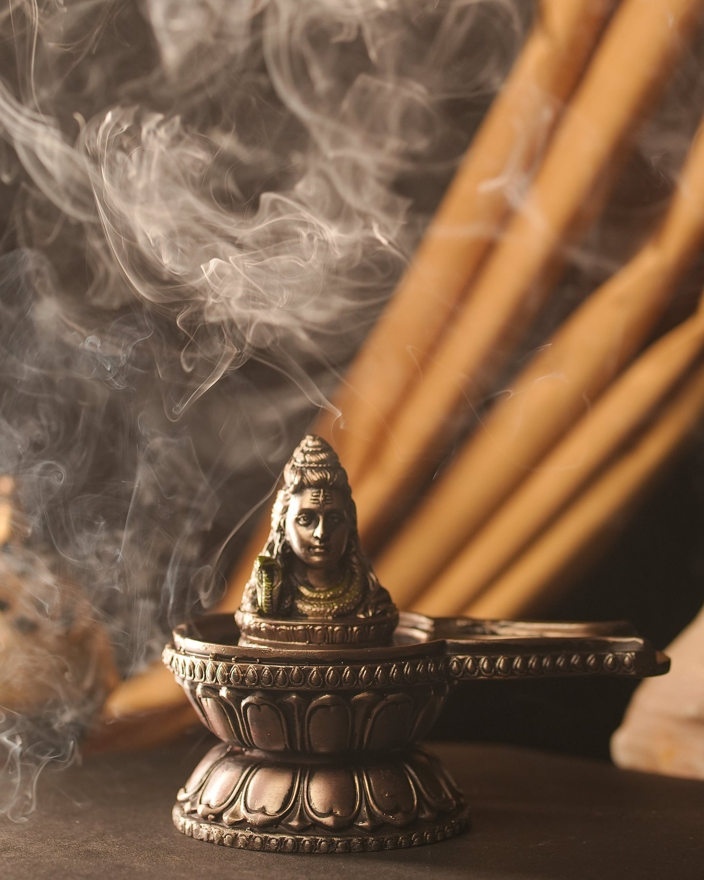 Shivling with Lord Shiva Head Idol (Black – Antique Finish)