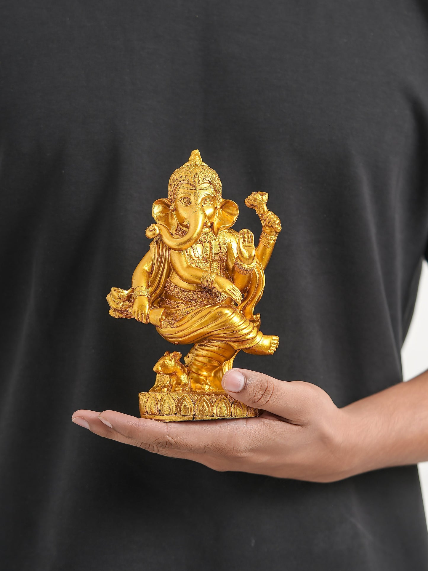 Dancing Ganesha Idol (Gold – Joyful Pose with Graceful Balance)