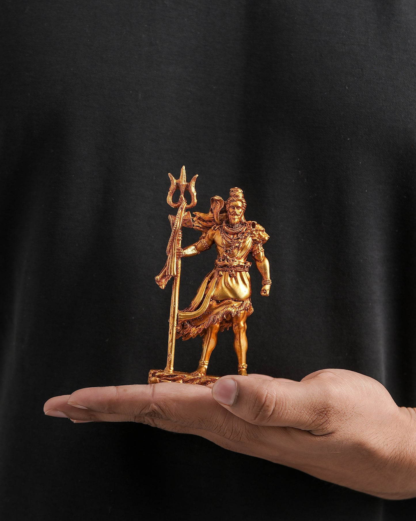 Shivji Standing with Trishul Idol (Black & Gold – Mahadev in Divine Form)