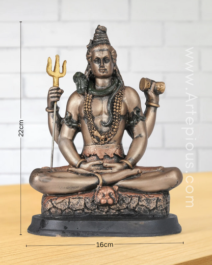 Mahadev Shiv Ji Idol (Gold – Large Size Sitting Pose with Trishul)