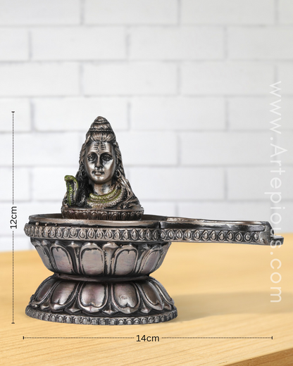 Shivling with Lord Shiva Head Idol (Black – Antique Finish)