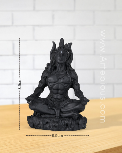 Meditating Lord Shiva Idol with Trishul (Black – Calm & Powerful Pose)