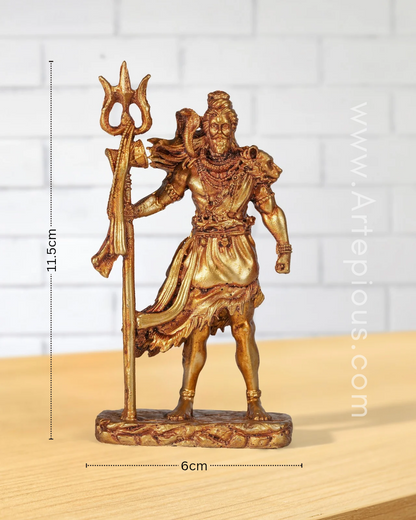 Shivji Standing with Trishul Idol (Black & Gold – Mahadev in Divine Form)