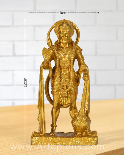 Sarangpur Hanuman Ji Idol in Standing Pose – 12 cm Gold Murti with Gada