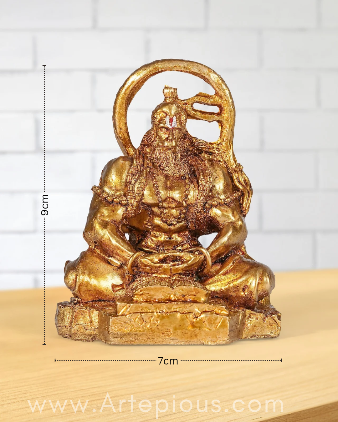 Dhyan Hanuman Ji Idol (Gold – Meditative Pose with Gita)