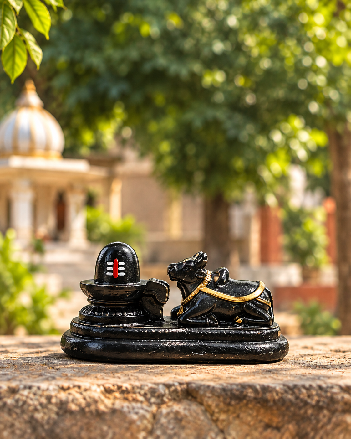 Nandi Pindi Shivling with Nandi | Black Shivling Idol for Home & Car