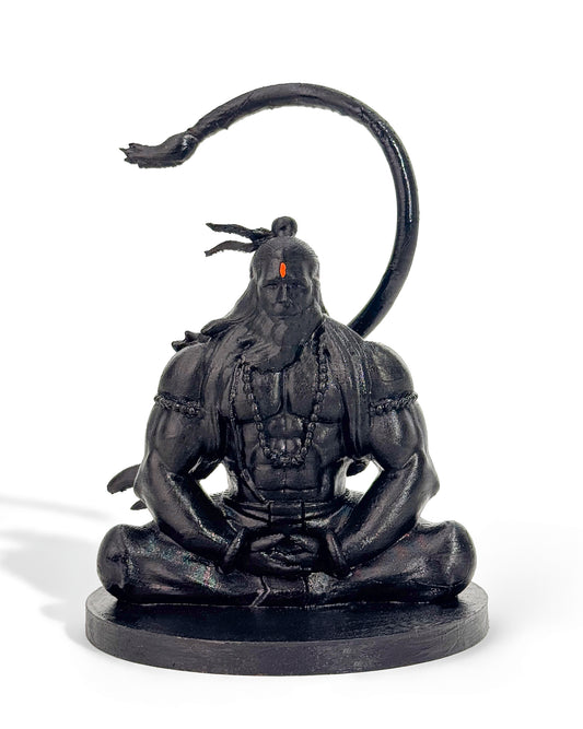 Hanuman Ji Idol in Dhyan Pose – 12 cm Gold/Black Meditation Murti