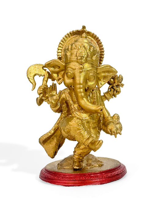 Natrajan Ganesh Ji Idol in Dancing Pose – 12 cm Gold Ganapati Murti