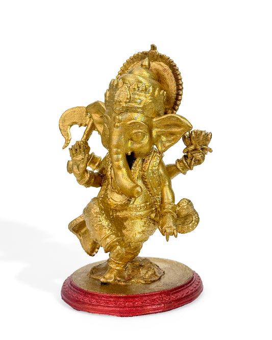 Natrajan Ganesh Ji Idol in Dancing Pose – 12 cm Gold Ganapati Murti
