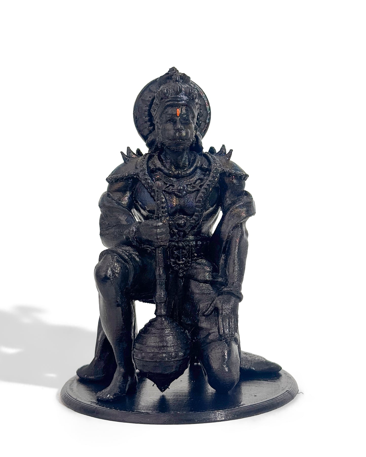 Hanuman Ji Idol in Powerful Pose with Gada – 12 cm Gold/Black Murti