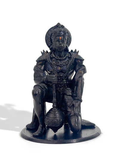 Hanuman Ji Idol in Powerful Pose with Gada – 12 cm Gold/Black Murti