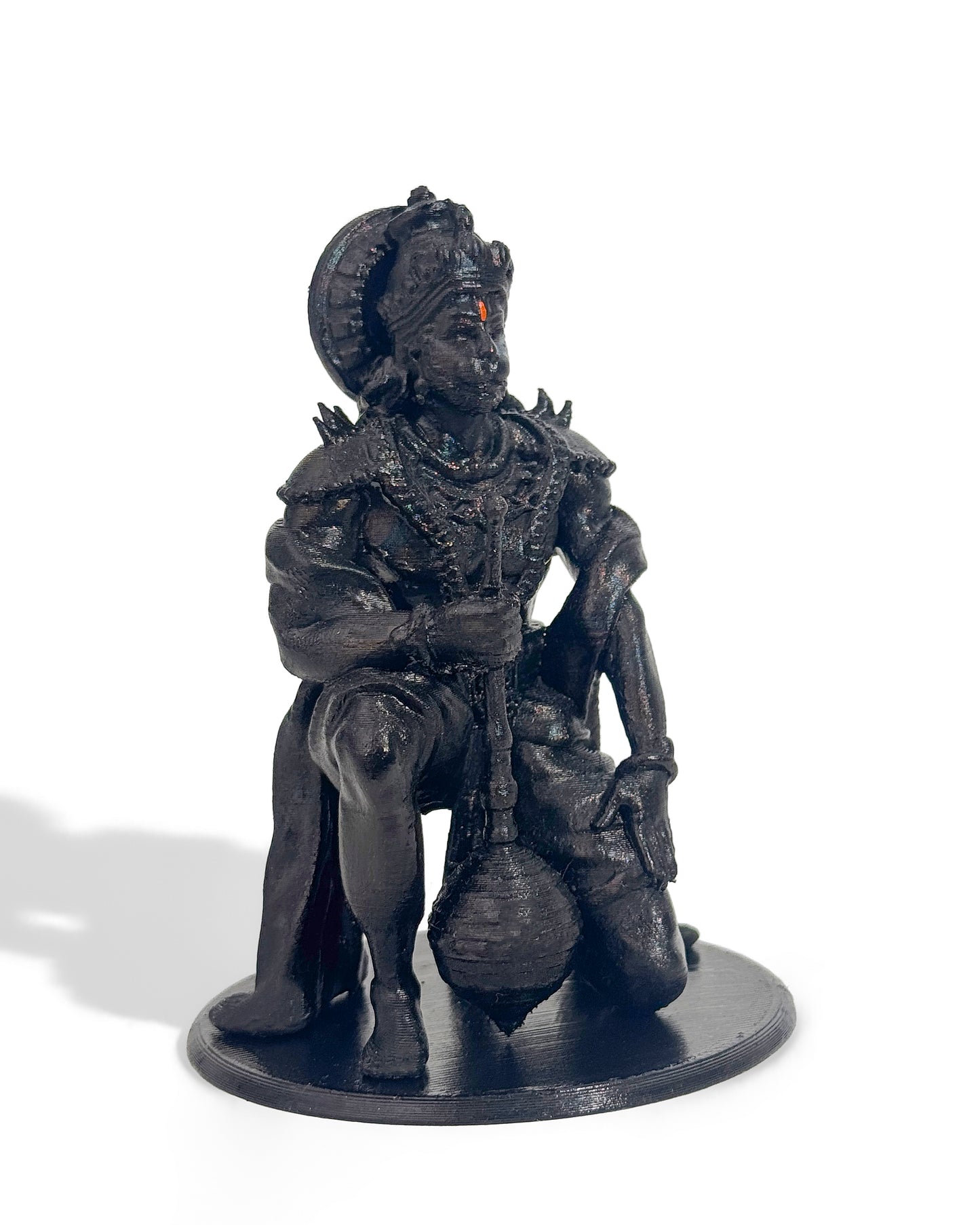 Hanuman Ji Idol in Powerful Pose with Gada – 12 cm Gold/Black Murti
