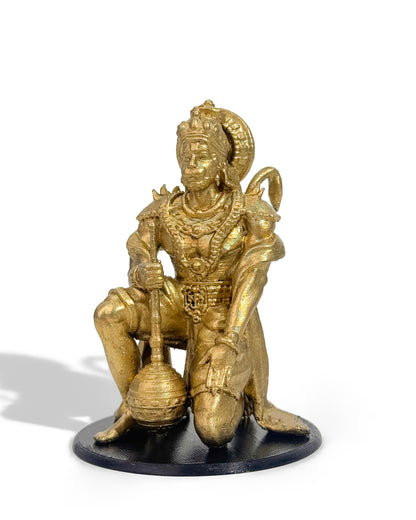 Hanuman Ji Idol in Powerful Pose with Gada – 12 cm Gold/Black Murti