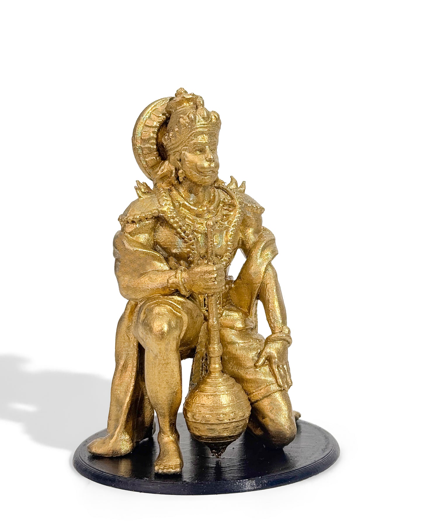 Hanuman Ji Idol in Powerful Pose with Gada – 12 cm Gold/Black Murti