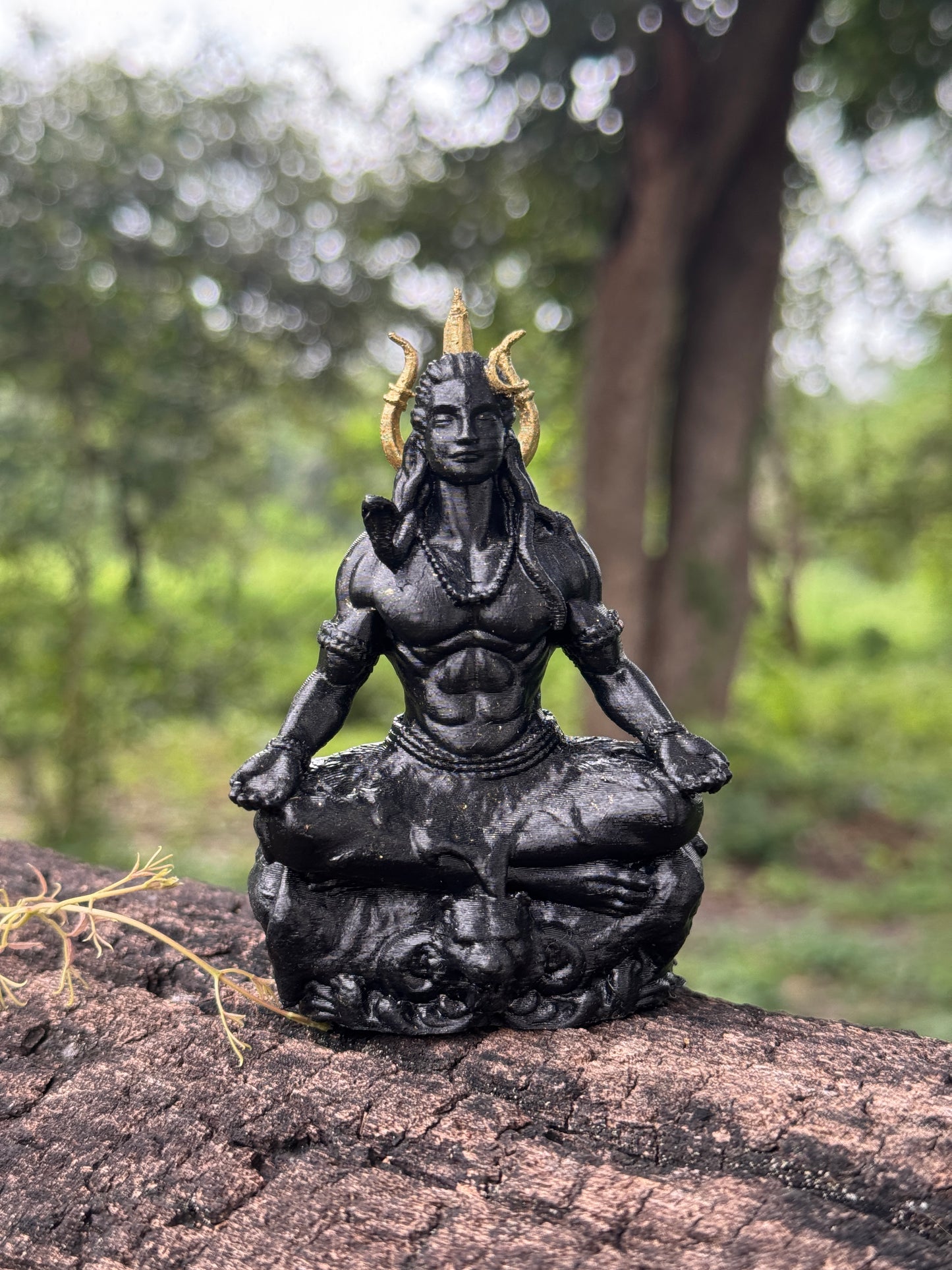 Shiv Adiyogi Idol in Dhyan Pose with Trishul – 10 cm Black