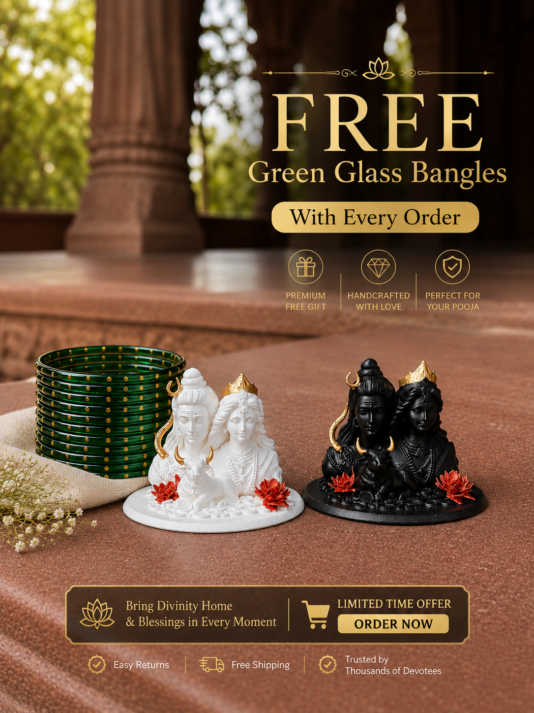 Shiv Parvati with Nandi Idol (Black/ White, 10 cm)