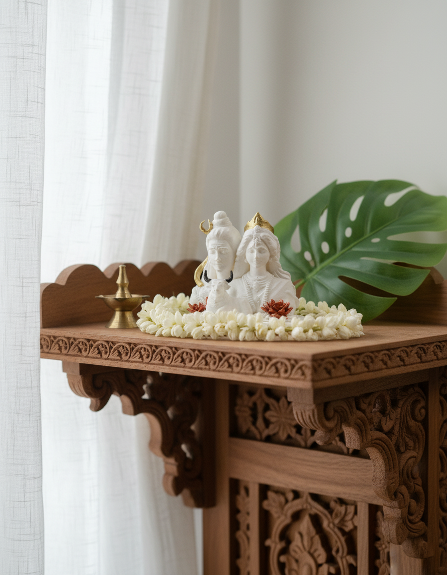 Shiv Parvati with Nandi Idol (Black/ White, 10 cm)