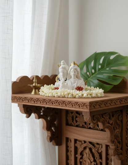 Shiv Parvati with Nandi Idol (Black/ White, 10 cm)