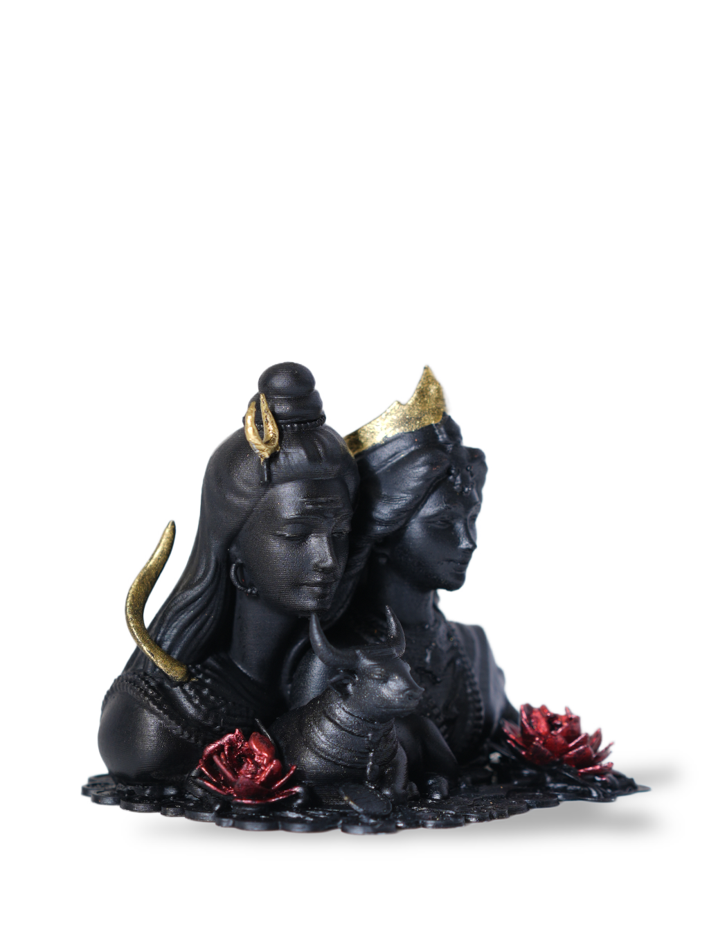Shiv Parvati with Nandi Idol (Black, 10 cm)