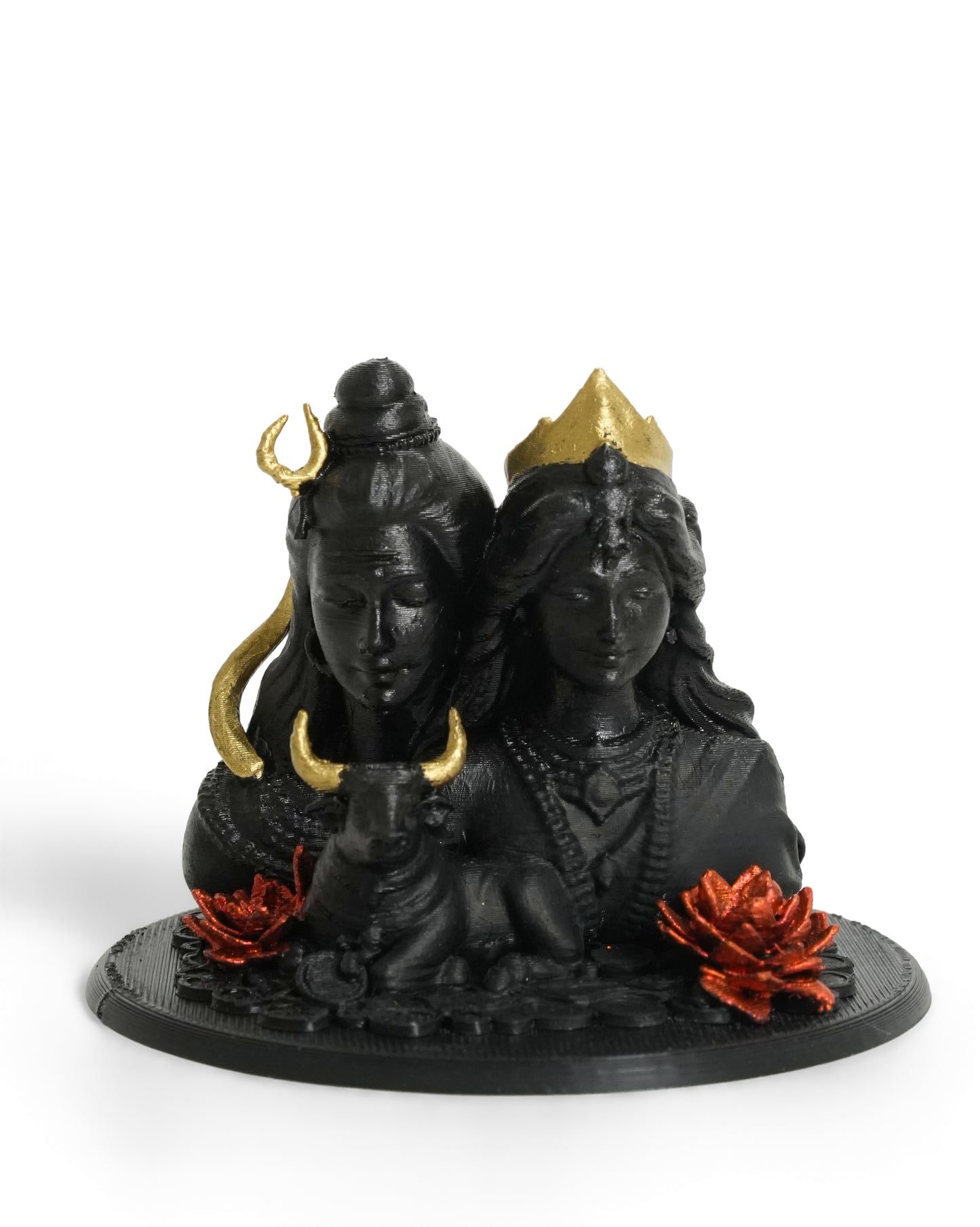 Shiv Parvati with Nandi Idol (Black/ White, 10 cm)