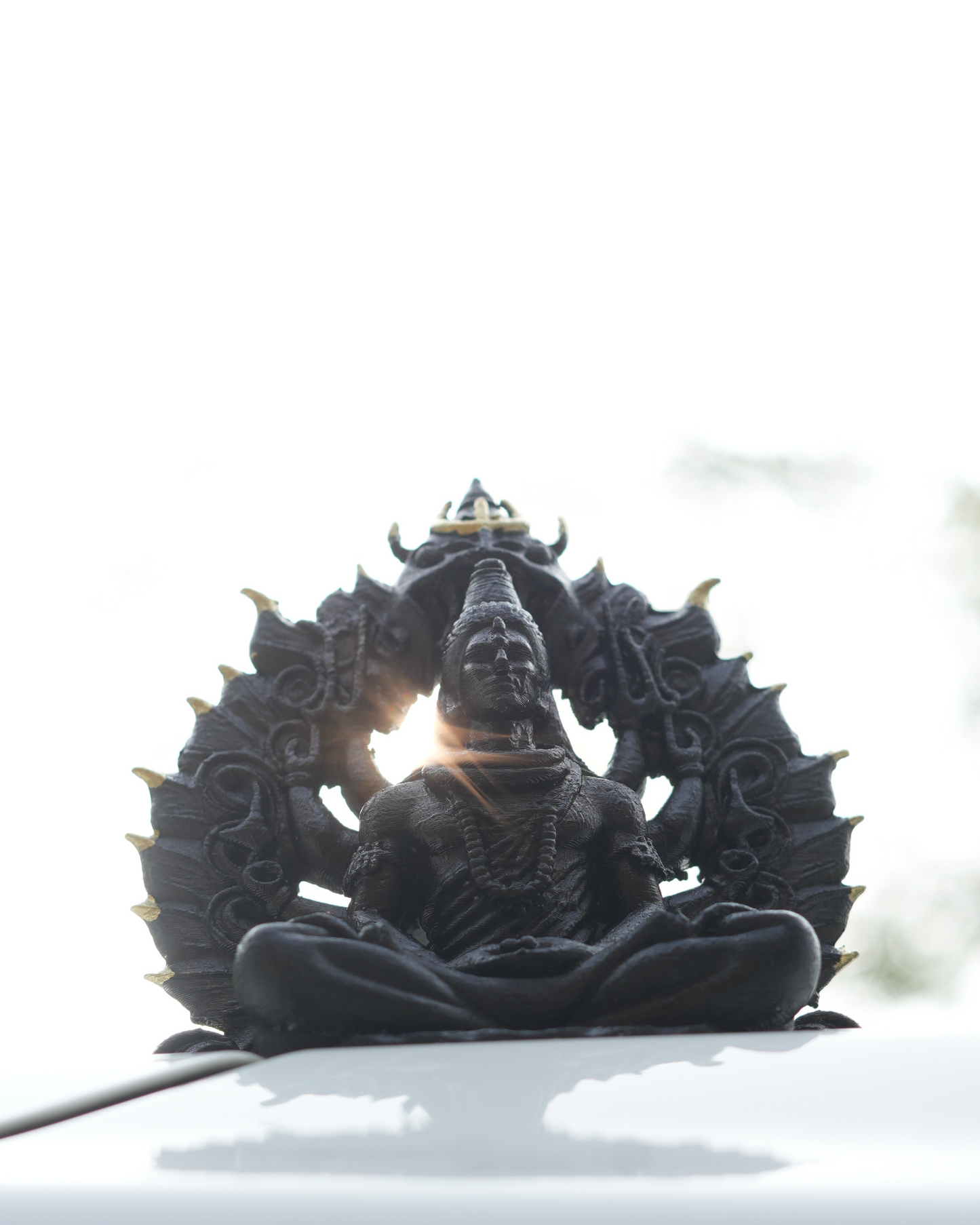 Shivji Idol with 10 Hands & Golden Flames, 14 cm
